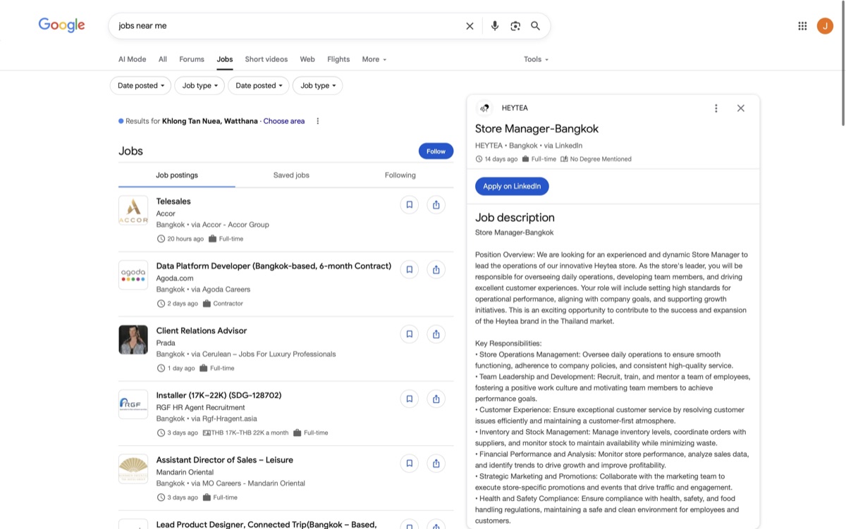 Google for Jobs - free job indexing appearing at top of Google search results