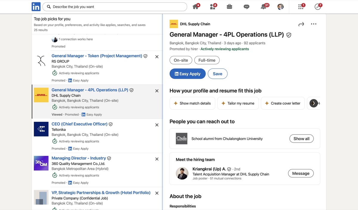 LinkedIn Jobs - professional hiring platform for managerial and executive roles