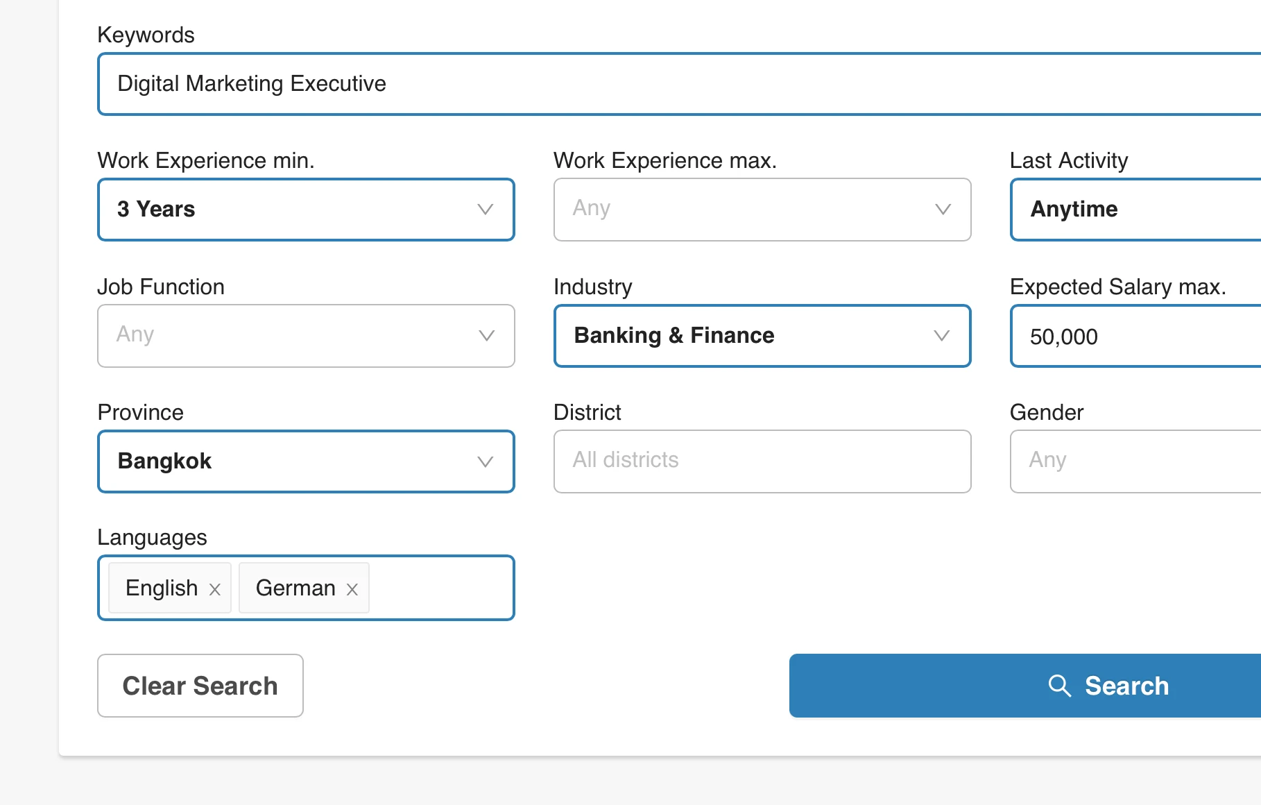 Advanced Search Filters